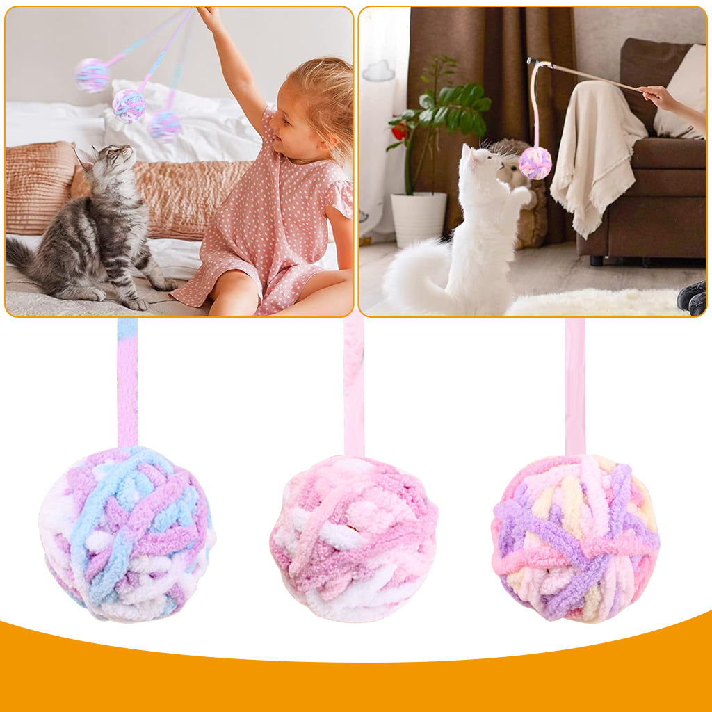 Qpets Plush Cat Ball Toys, Rattling Cat Teasing Toys with Built in Bell, Colorful Woolen Ball Toy Sound Toys (3Pcs) Qpets Plush Cat Ball Toys, Rattling Cat Teasing Toys with Built in Bell, Colorful Woolen Ball Toy Sound Toys (3Pcs)